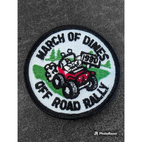 1980 Vintage March of Dimes Off Road Rally Embroidered Patch 3" Dune Jeep Buggy - Picture 1 of 4